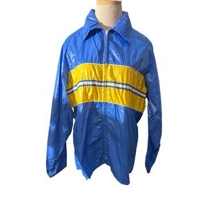 Vintage Pacific Trail Nylon Windbreaker Jacket Blue Yellow Men's Small Unisex